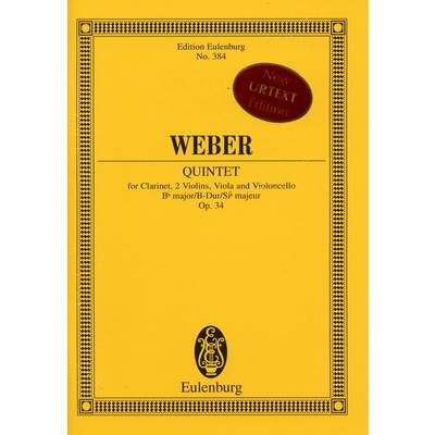 GYA00074319 ウェーバー : クラリネット五重奏曲 変ロ長調 Op.34 ／ オイレンブルグ社