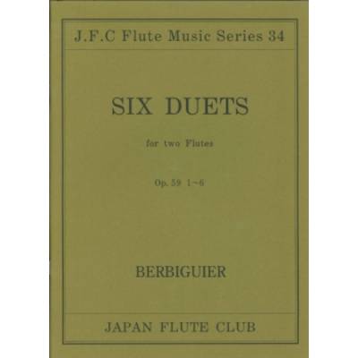 フルートクラブ名曲シリーズ034 ベルビギェ作曲 フルート二重奏曲op．59 No.1〜6 ／ 日本フルートクラブ出版