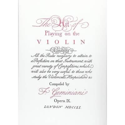 ジェミニアーニ バロックのヴァイオリン奏法 サイモン・モリス解説 ／ シンフォニア
