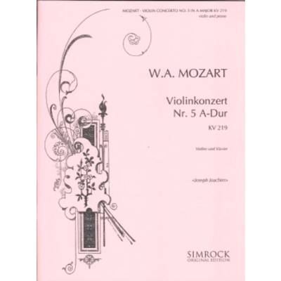 GYS00072219 モーツァルト : バイオリン協奏曲 第5番 イ長調 KV 219/ヨアヒム編 ／ リヒャルト・シャウアー社